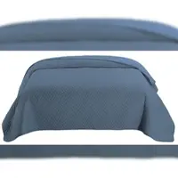 Wometo Tagesdecke 170x210 OEKO-TEX - rauchblau blau Microfaser-Bezug wattiert gesteppt Wende-Design XXL Sofa Couch Bett Bettüberwurf