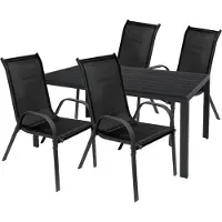 Mojawo Gartengarnitur Sitzgarnitur 5-teilig 150x90cm Anthrazit/Schwarz