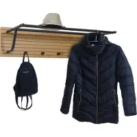 Mendler Wandgarderobe HWC-N78, 2 Kleiderstangen 4 Haken, skandinavischer Stil Metall Holz Melamin MVG 20x80x27cm natur