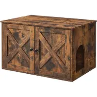Feandrea Katzentoilette,80x53x49,2cm,mit herausnehmbarem Trennwand braun