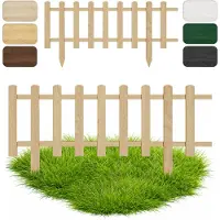 Pemicont Floranica Zierzaun aus Holz 100 x 30 cm Natur (imprägniert) Steckzaun als Beeteinfassung Rasenkante Tierzaun Bauernzaun