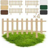 Pemicont Floranica 4 Stk. Zierzaun aus Holz 100 x 30 cm Natur (imprägniert) Steckzaun als Beeteinfassung Rasenkante Tierzaun Bauernzaun