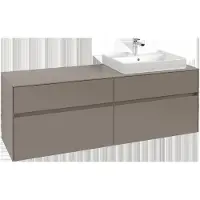 Villeroy & Boch Collaro Waschbeckenunterschrank, Wandmontage, 4 Auszüge SoftClose, Waschbecken rechts, 1600x548x500mm, C02300AF, Farbe: Front/Korpus: Soft Green, Griff: Cashmere Grey