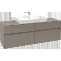 Villeroy & Boch Collaro Waschbeckenunterschrank, Wandmontage, 4 Auszüge, Waschbecken mittig, mit integrierter Beleuchtung, 1600x548x500mm, C028B0AH, Farbe: Front/Korpus: Wine Red, Griff: Volcano Black