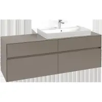 Villeroy & Boch Collaro Waschbeckenunterschrank, 4 Auszüge, Waschbecken rechts, 1600x548x500mm, C02700AH, Farbe: Front/Korpus: Wine Red, Griff: Volcano Black