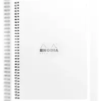 Rhodia 5x Spiralbuch Notebook A4+, 80 Blatt kariert 80g, mit Rand und Kopfleiste/Rahmen, abtrennbar - Weiß 193001C