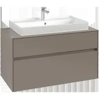 Villeroy & Boch Collaro Waschbeckenunterschrank, Waschbecken mittig, Wandmontage, 2 Auszüge, 1000x548x500mm, C02000VN, Farbe: Front/Korpus: Cashmere Grey, Griff: Cashmere Grey