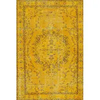Bamyum Giallo Bedruckter Teppich Chenille-Druck Maschinell Hergestellt 120 x 180 cm