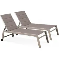 Oviala Set van 2 aluminium en textilene ligstoelen in taupe - Nouméa
