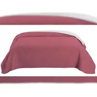 Wometo Tagesdecke 220x240 OEKO-TEX - rosa hellgrau Microfaser-Bezug wattiert gesteppt Wende-Design XXL Sofa Couch Bett Bettüberwurf