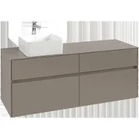 Villeroy & Boch Collaro Waschbeckenunterschrank, 4 Auszüge, Waschbecken links, Wandmontage, 1400x548x500mm, C04600AF, Farbe: Front/Korpus: Soft Green, Griff: Cashmere Grey