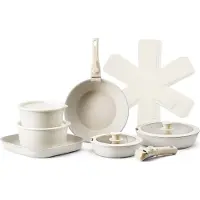 Vevor Induktion Töpfe Pfannen Set (17-teilig) mit Glasdeckel antihaftbeschichtetes Kochgeschirr mit abnehmbarem Griff