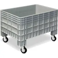 BRB-Lagertechnik Palettenbox mit Außenrippen und 4 Rollen, LxBxH 1170 x 800 x 800 mm, grau
