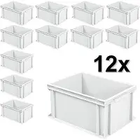 BRB-Lagertechnik 12x Eurobehälter mit 2 Griffleisten, LxBxH 400x300x220 mm, 21 Liter, weiß