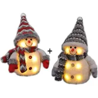 Gravidus 2er Set Dekofigur Schneemann LED Weihnachtsdeko