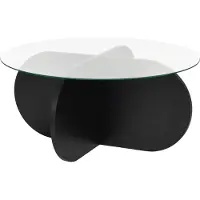 CALICOSY - Couchtisch mit gekreuzten Beinen und gehärteter Glasplatte Ø75 cm - AERIS