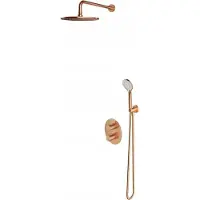 Omnires Y-Unterputz-Thermostat-Duschset mit Regenduschkopf aus gebürstetem Kupfer