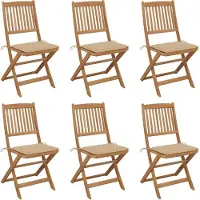 vidaXL Design Möbel Klappbare Gartenstühle 6er Set mit Kissen Massivholz Akazie - 2024 Neu