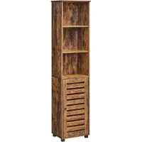 Vasagle Badezimmerschrank, Hochschrank, Badschrank, 3 offene Fächer, 2 verstellbare Einlegeböden hinter der Tür, Aufbewahrungsschrank, für Badezimmer, Flur, Küche, Wohnzimmer, vintagebraun BBK160X01