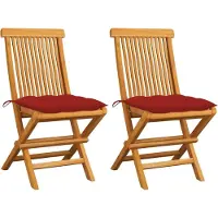 vidaXL BESTE 2022 Outdoor-Stuhl Stilvollen mit robustem ,Gartenstühle mit Roten Kissen 2 Stk. Massivholz Teak Relaxsessel Armlehnstuhl mit Premium & schlichten Design *HOM