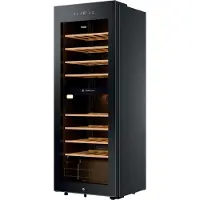 Haier Wine Bank 50 Serie 5 HWS56GDG, Weinkühler mit Kompressor, Freistehend, 31 Flasche(n), G, Schwarz, Schwarz