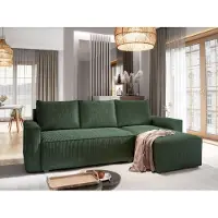Masseno Ecksofa POTARO mit Schlaffunktion L-Form, Sofa mit Bettkasten, Wohnzimmersofa, Couch, Soffa, Bettsofa, Couchgarnitur- Grün, POSO 14