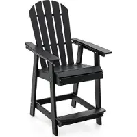 KOMFOTTEU Hochstuhl für den Garten mit Fußstütze, Adirondack Stuhl aus HDPE, Belastung 150 kg, 70 x 85 x 119 cm (schwarz)