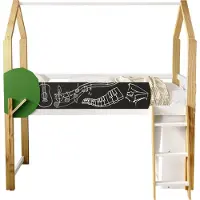 Xdovet Multifunktionales Kinderbett,Einzelbett,mit baumförmigem Graffiti-Board, mit Leiter & beweglichem Aufbewahrungsschrank, mit Stauraum