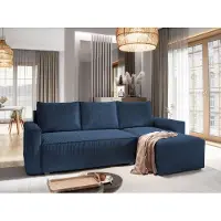 Masseno Ecksofa POTARO mit Schlaffunktion L-Form, Sofa mit Bettkasten, Wohnzimmersofa, Couch, Soffa, Bettsofa, Couchgarnitur- Blau, POSO 05