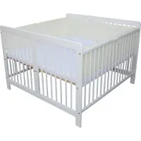 Micoland Zwillingsbett Zwillingskinderbett Kinderbett für Zwillinge massiv weiss mit 2 Matratzen 120x120cm + Nestchen beige