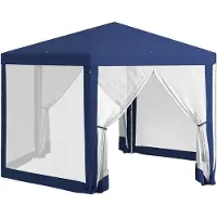 Xdovet Pavillon mit Moskitonetz 6-eckig Partyzelt Gartenpavillon für Gartenfeiern & Veranstaltungen 3,94x3,412x2,5m Blau