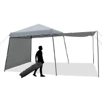 Goplus 3 m × 3 m Pop-up Pavillon aus Oxford mit Metallrahmen, höhenverstellbares Partyzelt mit Rolltasche & verstellbare Seitenwand, Klappbarer Schattenspender für Picknick Party Markt