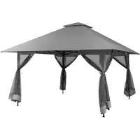 Goplus Gartenpavillon, Pop Up Faltpavillon mit Tragetasche mit Rollen, Höhenverstellbarer Gartenpavillon mit Doppeldach & 4 Netzwänden