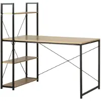 CALICOSY - Schreibtisch L120cm mit 4 Regalen im Industrial-Stil