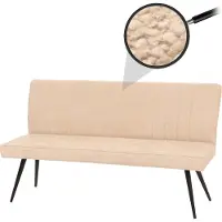 Mendler Sitzbank HWC-K16, Esszimmerbank Bank Polsterbank, Rückenlehne Stoff/Textil Chenille Metall 160cm creme-beige