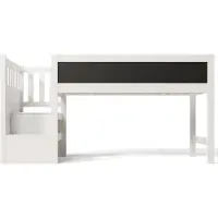 Xdovet Hochbett mit Whiteboard&Tafel Kinderbett Einzelbett Jugendbett 90 x 200cm Weiß