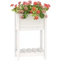 vidaXL Pflanzkübel mit Ablage Weiß 54x34,5x81 cm Massivholz Kiefer