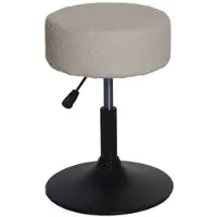 Proregal Hocker höhenverstellbar und drehbar | Sitzhöhe 45-57cm | Durchmesser 37cm | Stoff Bouclé | Beige | Sitzhocker Schminkhocker