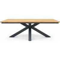 CLEMENTO Perth Gartentisch 200x100 cm Aluminium/Teak X-Gestell Anthrazit