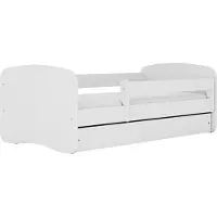 WFL GROUP Kinderbett Weiß 70x140 80x160 80x180 cm – mit Matratze, Rausfallschutz und Schublade – Jugendbett für Mädchen und Jungen – Stabil und Sicher – Weiß – 160x80 cm