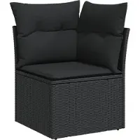 vidaXL 4-tlg. Garten-Sofagarnitur mit Kissen Schwarz Poly Rattan
