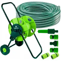 Verto Schlauchwagen mit Schlauch 1/2" + Wasserspritze + 3x Schlauchverbinder, Wasserstop, Hahnverbinder - Gartenbewässerung Komplettes Starterset 20 m
