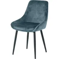 SIT Möbel Samt-Stuhl 2er-Set | angedeutete Armlehnen | Bezug Samt blau | Beine Metall schwarz | B 48 x T 57 x H 84 cm | 02406-13 | Serie STUHL