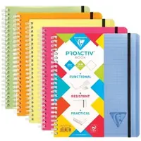 Clairefontaine 5x Linicolor FRESH, PROACTIV'BOOK mit Doppelspirale 16x21 cm, 80 Bl 90g kariert mit Rand, Einband aus gerilltem PP - Sortiert 328775C