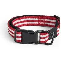 HAY - Dogs Hundehalsband, S/M, rot / weiße Streifen
