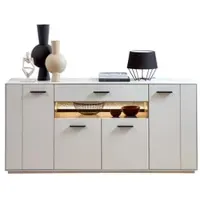 Wohn-Concept Como Sideboard Holzwerkstoff/Granit Steinfurnier Sahara Creme lackiert