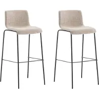 DELUKE 2er Set Barhocker TENAR - Stoff Creme 43x48x100 cm Schwarz | Barstuhl Mit Lehne Tresenhocker Tresenstuhl Kneipenhocker Kneipenstuhl
