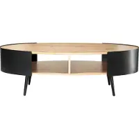 CALICOSY - Ovaler Couchtisch mit schwarzen Metallseiten L120 cm - EKLO