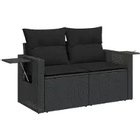 vidaXL 4-tlg. Garten-Sofagarnitur mit Kissen Schwarz Poly Rattan
