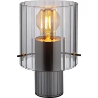 Globo Lighting LED Tischleuchte, Rauchglas, Metall, grau, H 22 cm